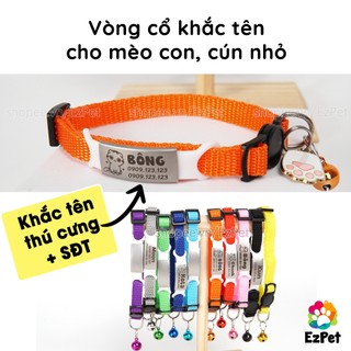 Vòng cổ KHẮC TÊN cho mèo, cho chó nhỏ KHÓA MỀM, vòng cổ thú cưng EzPet