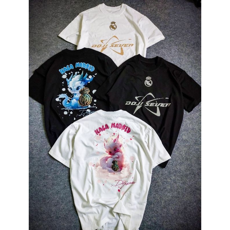 Áo Thun Cotton 250gsm Real.Ma.drid Rồng Đen-Trắng 250gsm bản đẹp 2023-2024 Doji_Sport