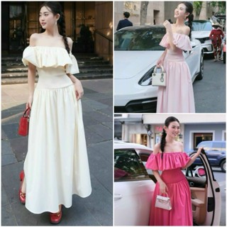 Đầm váy nữ trễ vai, nhún eo mix dáng váy maxi xòe dài dành cho các nàng diện đi biển, đi chơi siêu điệu đà.