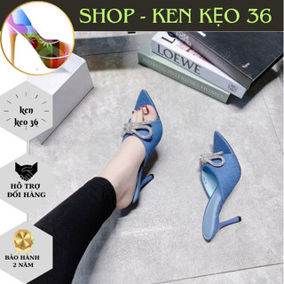 Guốc cao gót 9p đính nơ xoàn sang chảnh