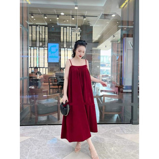  Váy lụa dây chỉnh , đầm maxibigsize chất mềm đẹp