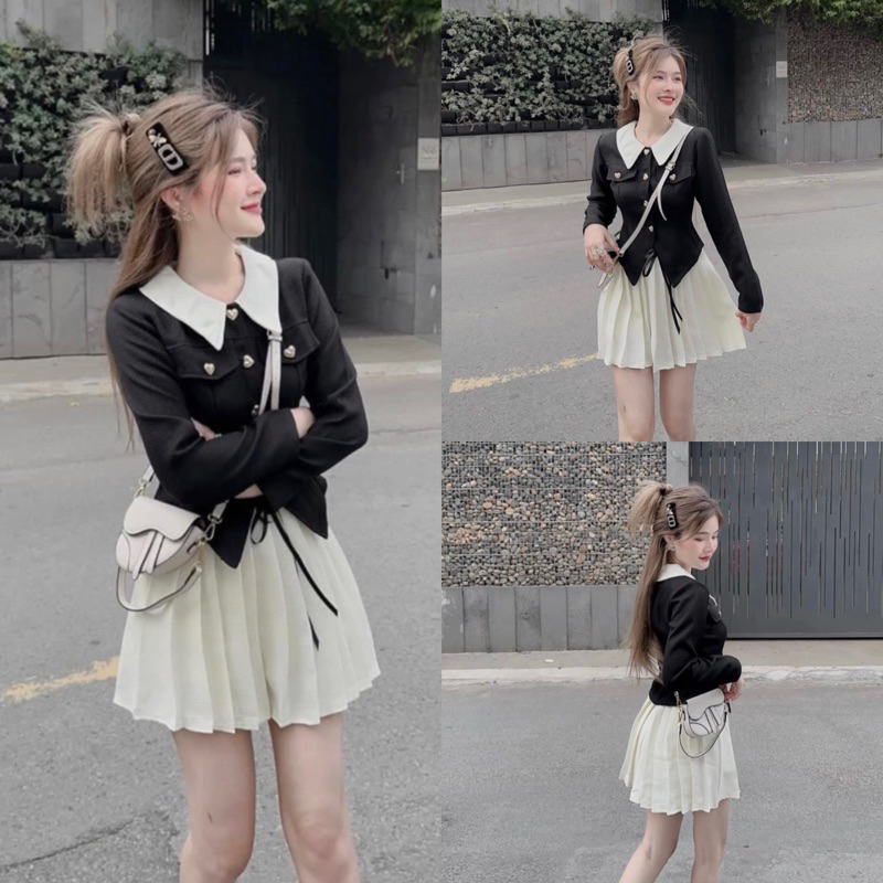 thanh lý set áo đen váy