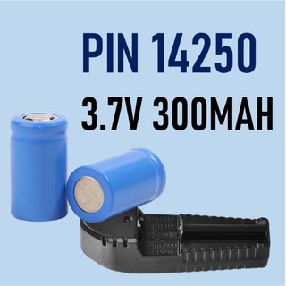 Pin 14250 sạc lithium icr 3.7v 300mah đầu bằng và sạc dùng cho đèn laze phi 19mm - đồ chơi zin zin