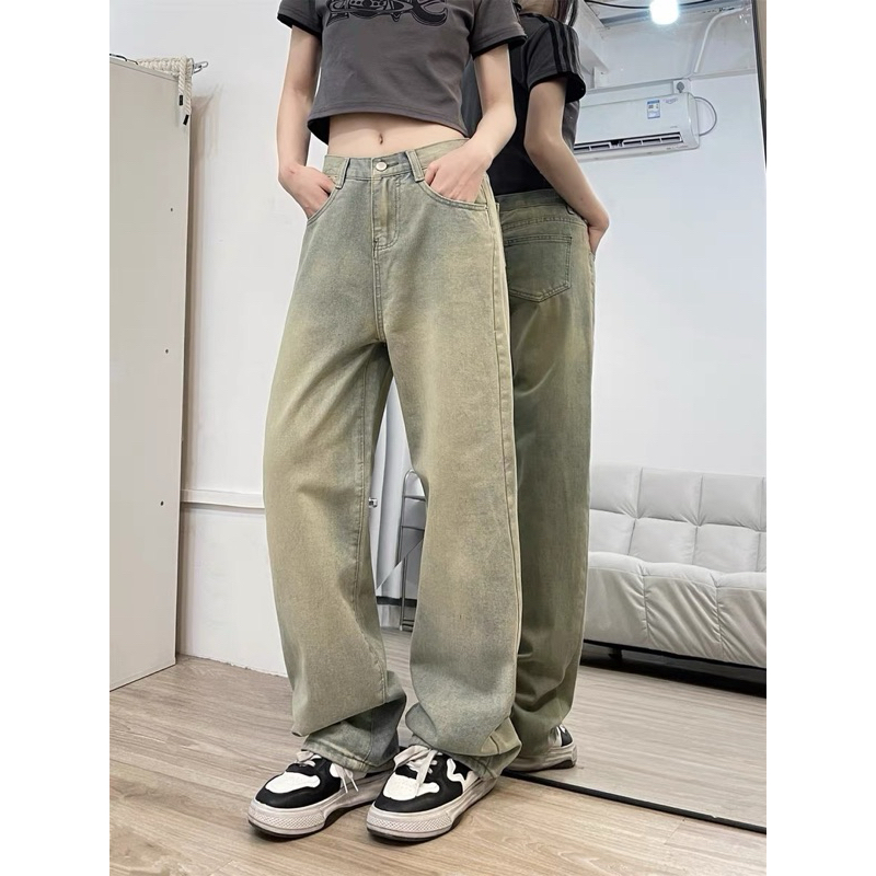 XANH BỤI VÀNG - JEANS WASH FORM ỐNG RỘNG PHỦ GÓT CHÙM GIÀY PHONG CÁCH Y2k HALO KAKI | BigBuy360 - bigbuy360.vn