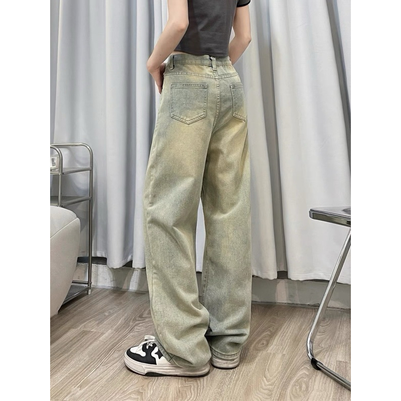 XANH BỤI VÀNG - JEANS WASH FORM ỐNG RỘNG PHỦ GÓT CHÙM GIÀY PHONG CÁCH Y2k HALO KAKI | BigBuy360 - bigbuy360.vn