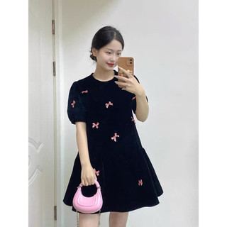 Đầm nhung đính nơ trendy