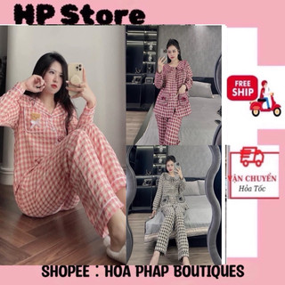 Sét áo nhung pizama phối viền quần dài
