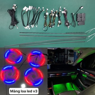 Led nội thất ô tô v4 18-22 mắt kèm vòng led loa chạy đuổi 64 màu sắc tùy chỉnh qua áp đt 2024
