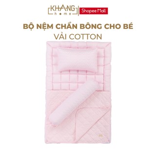 Bộ Nệm Trẻ Em Chần Bông Khang Home BabySafety An Toàn Giấc Ngủ Cho Bé Sơ Sinh BBS23 Size 80x125cm
