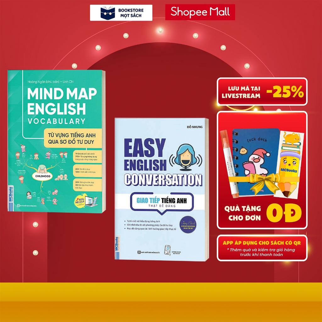 Sách - Combo Mindmap English Vocabulary Và Easy English Conversation - Kèm App Học Online