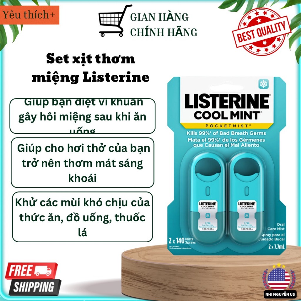 Xịt thơm miệng Listerine set 2 cái