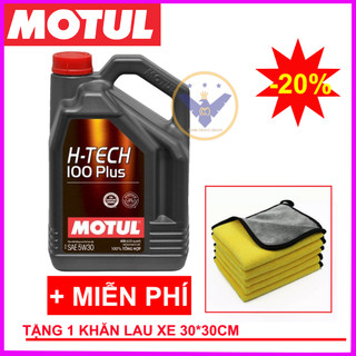 Dầu nhớt động cơ ô tô Motul H-Tech 100 Plus 5W-30 - can 4L + Tặng khăn lau xe ô tô