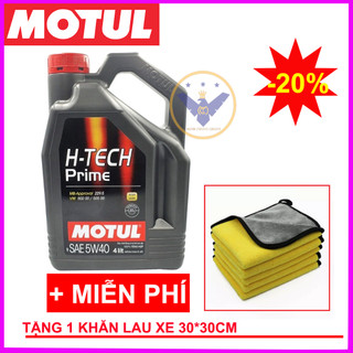 Dầu nhớt động cơ ô tô Motul H-Tech PRIME 5W40 - can 4L + Tặng khăn lau xe