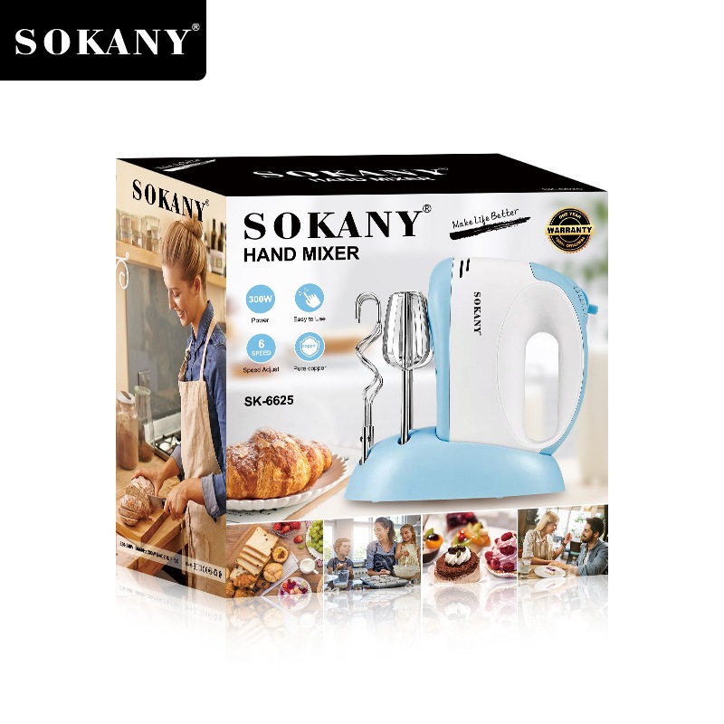 Máy Đánh Trứng Đánh Kem Cầm Tay SOKANY 6625 - 5 Mức Tốc Độ, Thanh Khuấy Đôi