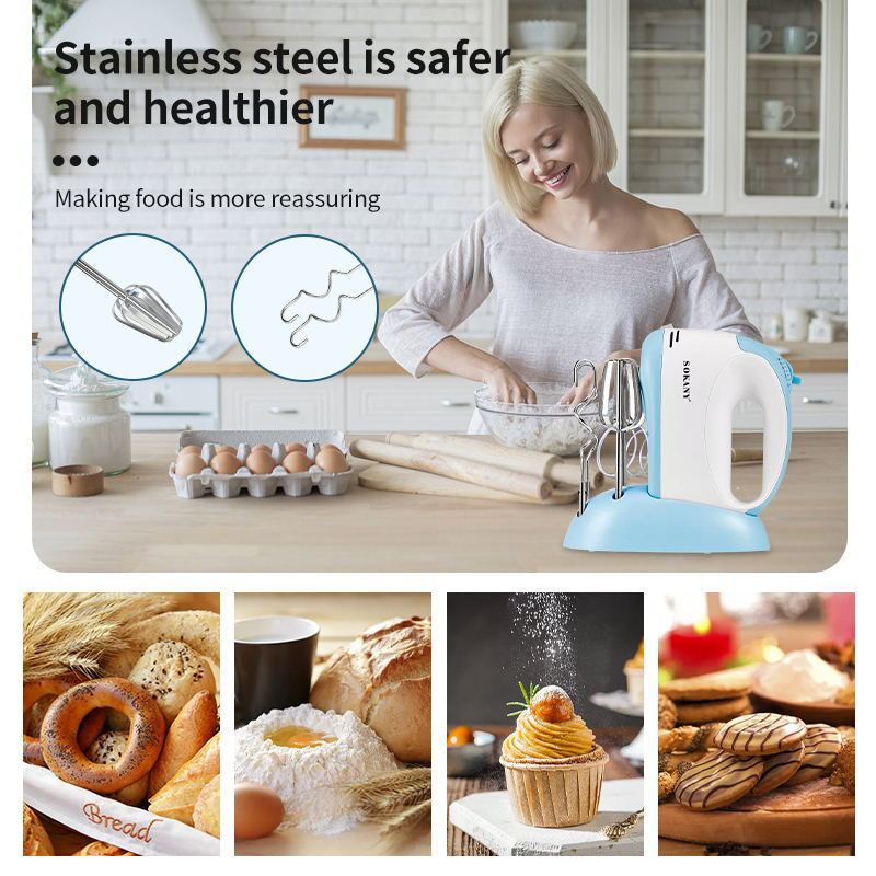 Máy Đánh Trứng Đánh Kem Cầm Tay SOKANY 6625 - 5 Mức Tốc Độ, Thanh Khuấy Đôi