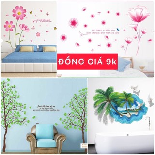 Decal dán tường ĐỒNG GIÁ 9k 💖 CHỌN NHIỀU MẪU 💖 Tranh dán tường trang trí có keo sẵn bóc dán