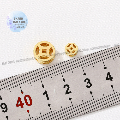 Đồng Xu Tròn Vàng Rỗng 4mm  6mm 10mm 12mm - Màu Vàng - Charm, Phụ Kiện Xâu, Mix, Vòng Tay Phong Thủy May Mắn Nam, Nữ