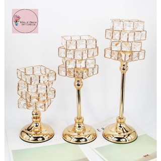 ✨ Chân Nến Bộ 3 Pha Lê Vuông CN003 ✨
