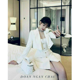 Set đầm đính nút kèm áo khoác siêu xinh