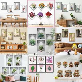 DECAL DÁN TƯỜNG HÀN QUỐC GIẢ TRANH 3D, decal trang trí phòng khách, phòng ngủ, HOA SEN