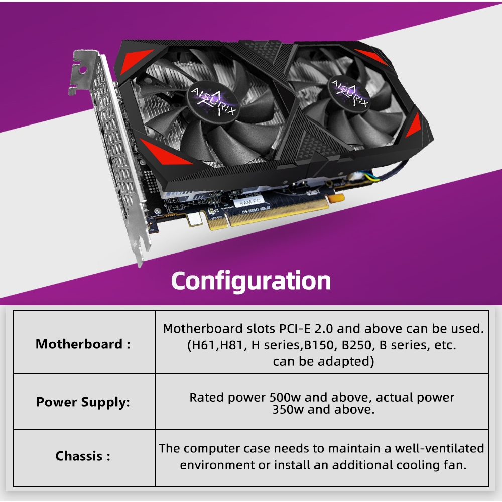 AISURIX RX 580 8GB Card màn hình VGA New GPU AMD GDDR5 PC Gaming | BigBuy360 - bigbuy360.vn