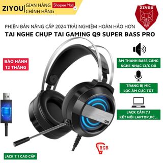 Tai Nghe Chụp Tai Gaming ZIYOU MC Q9  Có Đèn Led Đổi Màu Có mic đàm thoại cho máy tính, laptop