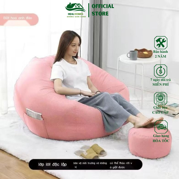 Ghế lười hạt xốp 3ii Home hình trái lê chống thấm Size 120x130cm chất liệu cao cấp / HEALHOMES