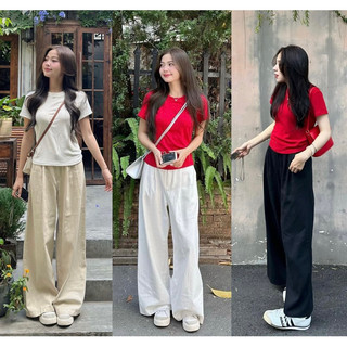 Quần kaki thô ống rộng suông mềm style Ulzzang 0346