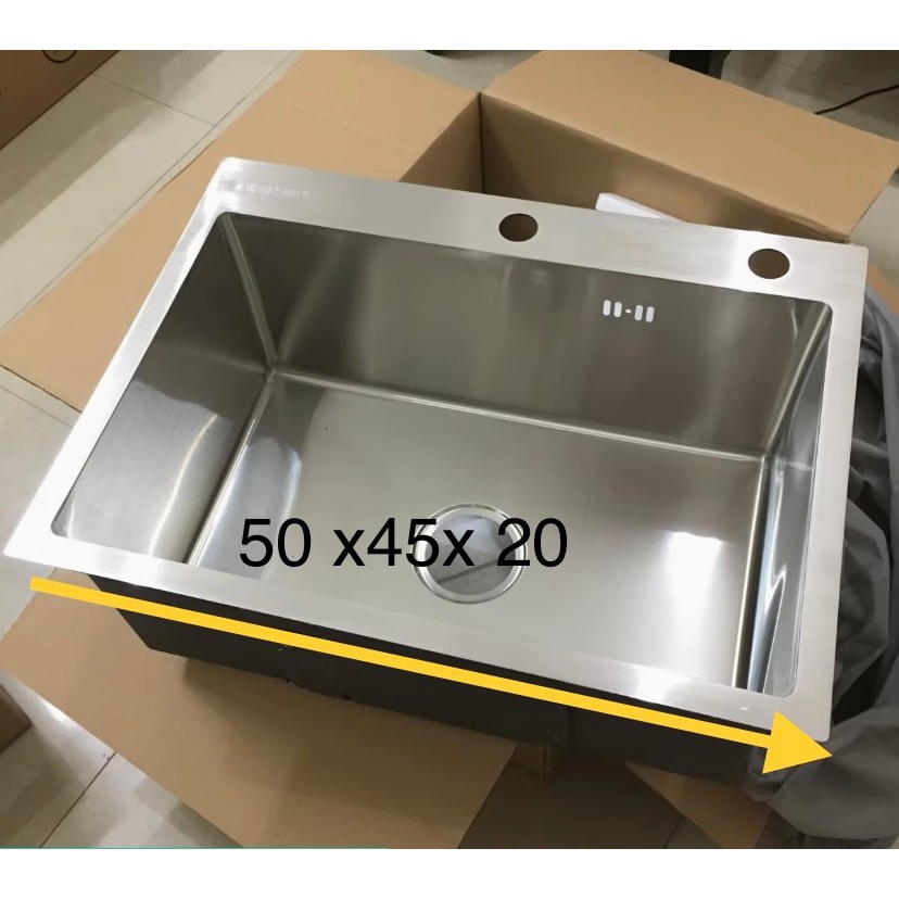 Chậu rửa bát 1 hố nhỏ, 50x45cm, giá rẻ, chậu rửa 1 hố đúc, chậu rửa chén