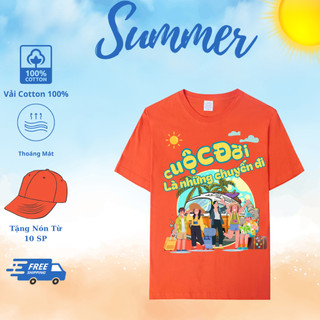 Áo thun nhóm đi chơi du lịch biển, đồng phục công ty team building cuộc đời là những chuyến đi unifamwear