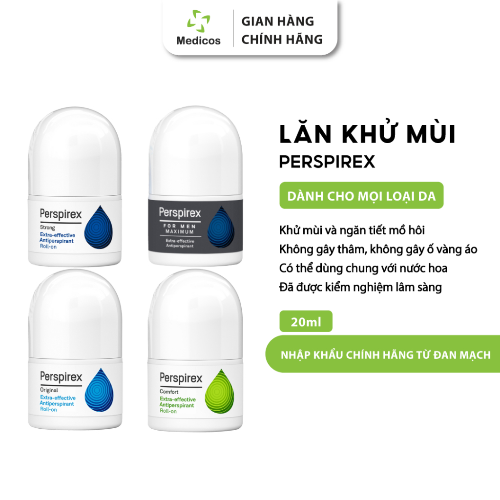 Lăn Khử Mùi Perspirex Chính Hãng Strong / Original / Comfort / For Men Cho Mọi Loại Da 20ml