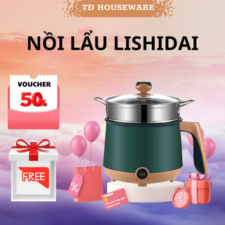 Nồi Điện Mini 2 Tầng Đa Năng  lishidai  nấu lẩu mini cho 1-2 người hàng chính hãng bảo hành 24 tháng
