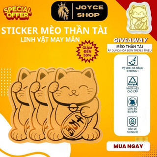Miếng dán sticker mèo thần tài linh vật may mắn thu hút tài lộc