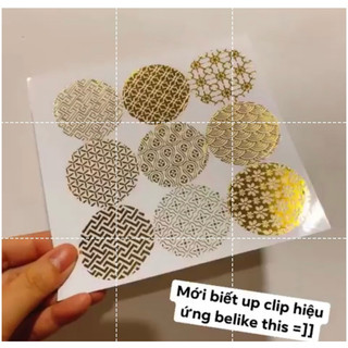 Tấm hình dán sticker 9 vòng tròn họa tiết Nhật Bản