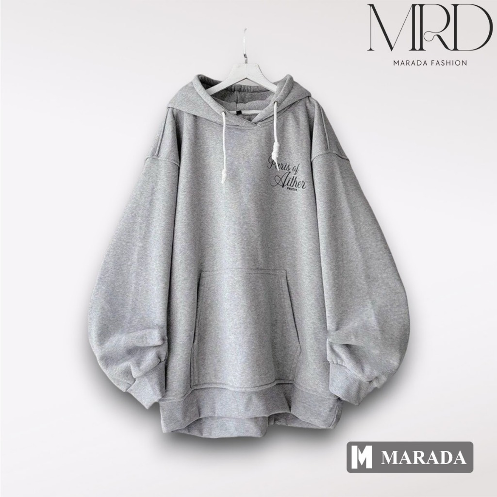 Áo hoodie nỉ AITHER tay phồng có nón 2 lớp bo chun chống nắng, giữ ấm khoác thu đông - MARADA