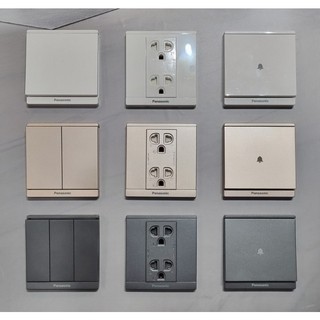 Bộ ổ cắm cao cấp Panasonic dòng Moderva - Ổ cắm vuông Panasonic màu trắng, xám và vàng ánh kim