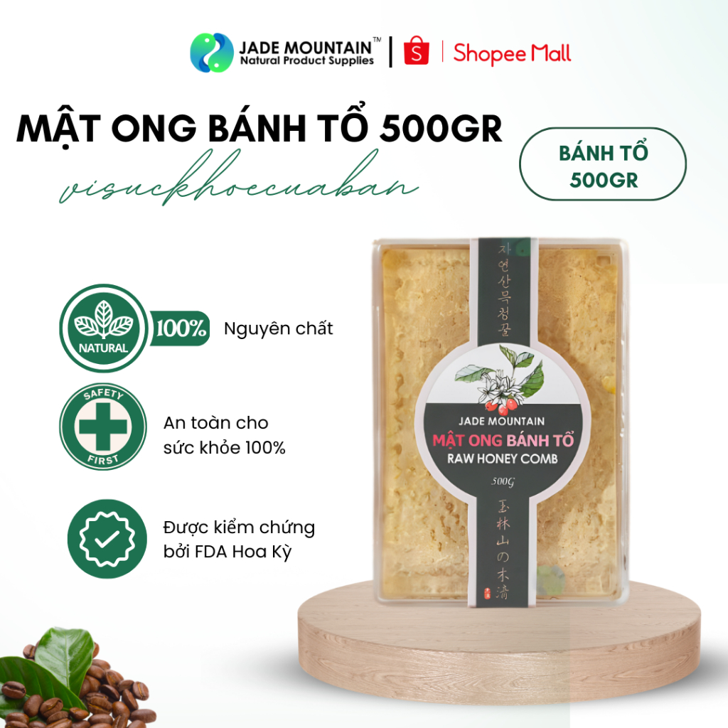 Mật Ong Bánh Tổ Jade Mountain Chứa Sáp Ong Nguyên Vẹn Chất Lượng Cao 500gr