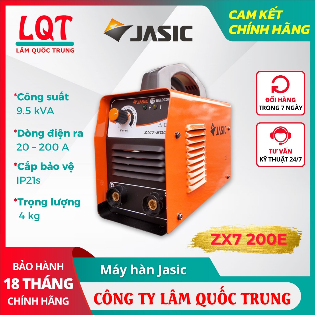 Máy Hàn Que JASIC - ZX7-200E-  200A – Inverter – Hàn Que 2.0–3.2mm -  Chính hãng JASIC - Bảo Hành 18