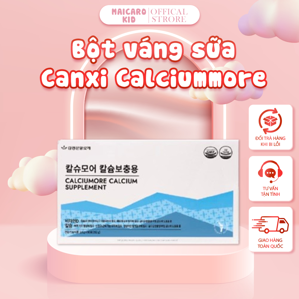Bột váng sữa Canxi Calciummore hữu cơ Hàn Quốc dành cho mọi lứa tuổi giúp tăng chiều cao vượt trội (Hộp 90 gói)