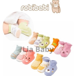 Set 3 Đôi Tất Hình Thú Chống Trơn Trượt Robibabi Cho Bé