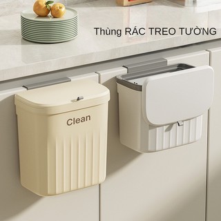 Thùng rác treo cánh tủ bếp 9L 12L có vân MẪU MỚI - thùng rác treo tường nắp trượt