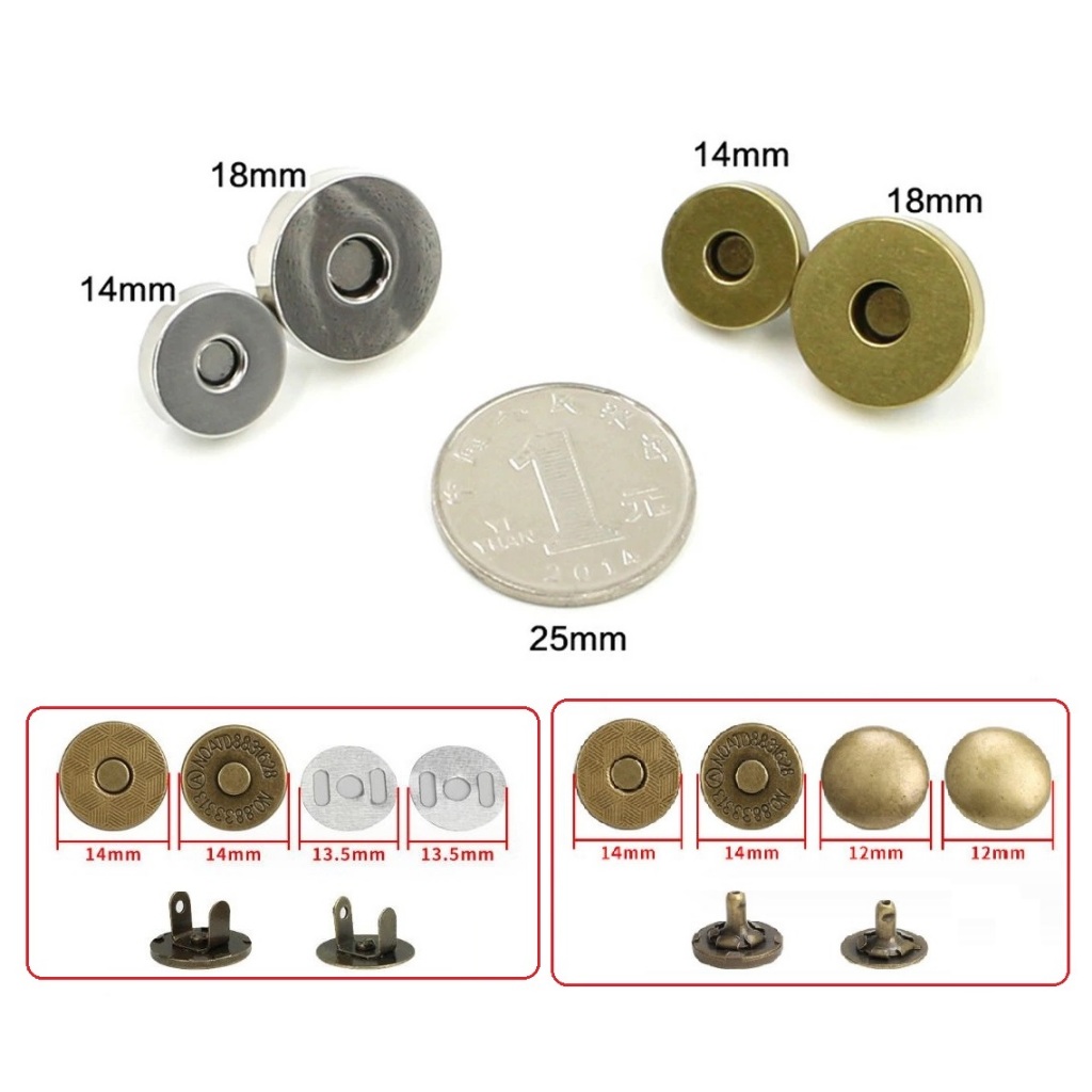 Nút hít nam châm D18mm, D14mm - phụ kiện làm đồ da handmade