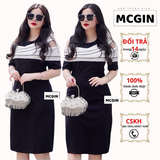 Đầm Bigsize Thiết Kế MCGIN, Kiểu Dáng Rớt Vai Phối Dập Ly, Trẻ Trung Đơn Giản ,Đầm Tặng Mẹ, Đầm Tặng Bà [Miu010]