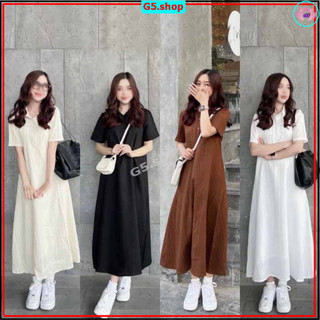 Đầm polo dáng dài kèm váy dây lụa (ảnh thật), Set sơ mi cổ đức chất đũi gân - g5.shop