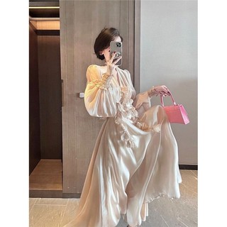Váy tơ maxi đính hoa sang chảnh, màu cực xịn