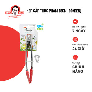 Kẹp gắp thức ăn mini kẹp gắp silicon cán inox 18cm chống trầy bề mặt nồi chảo gắp snack gắp topping Uncle Bills KA0126