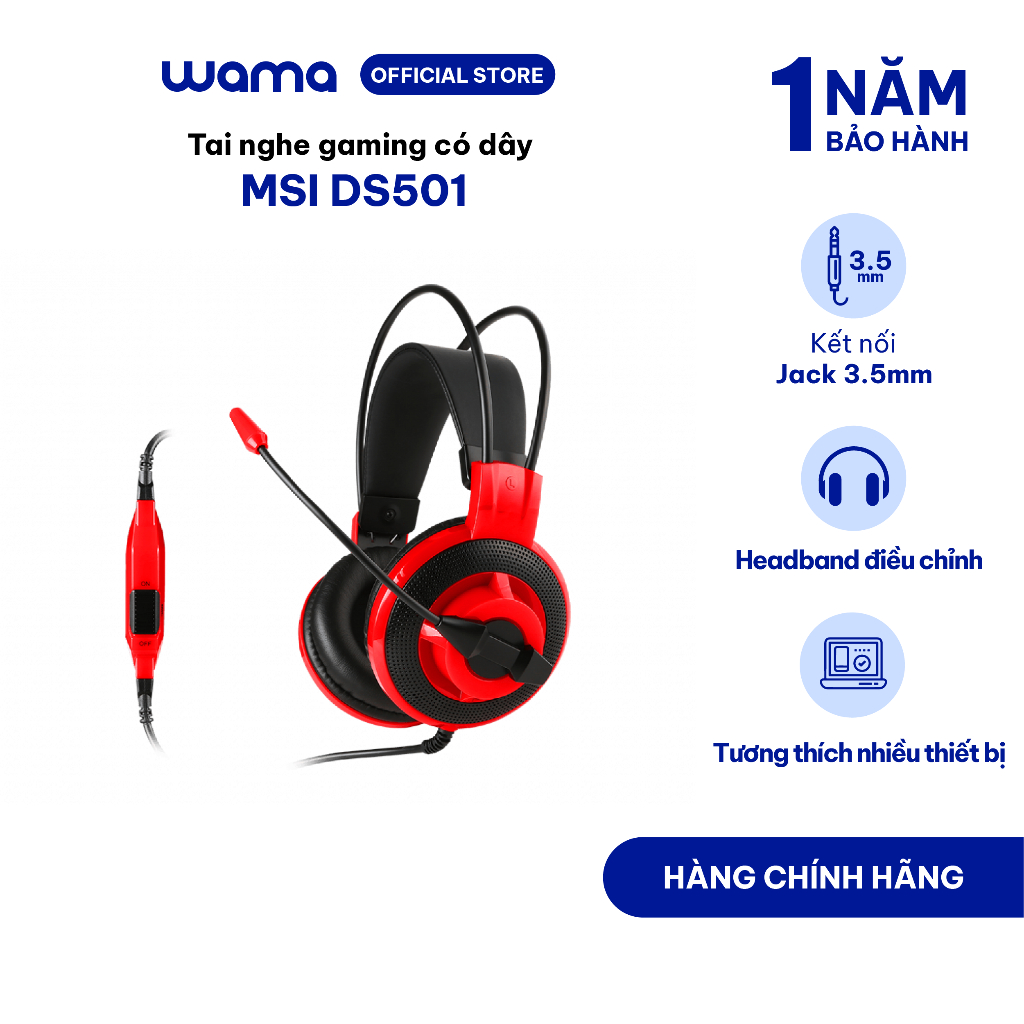 Tai nghe gaming có dây MSI DS501 (màu đỏ) - S37-2100921-SV1