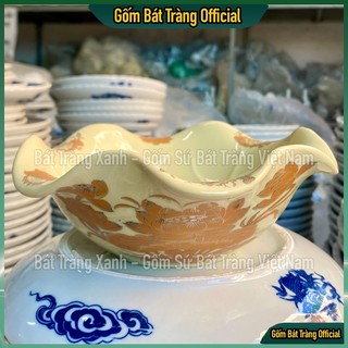 Bát sen thả hoa tắm phật bát tràng, bát minh đường tụ thuỷ men ngà vàng