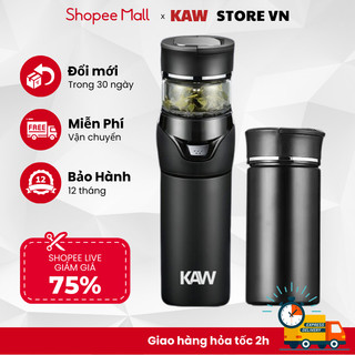 Bình pha trà kiêm bình giữ nhiệt trà kaw 450ml có lưới lọc công nghệ đức chất liệu inox thủy tinh, màng lọc
