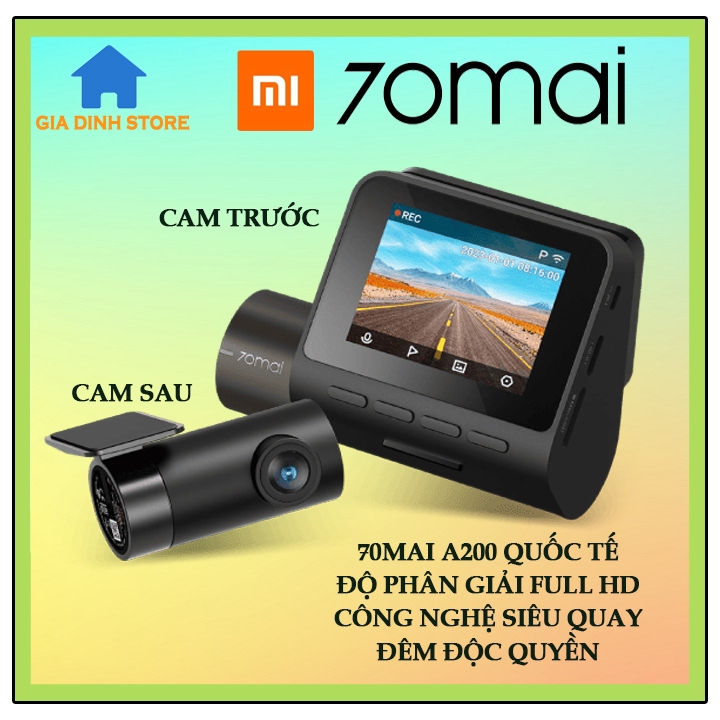 Camera hành trình 70Mai A200 bản quốc tế,công nghệ siêu quay đêm độc quyền, góc 130 độ, full HD